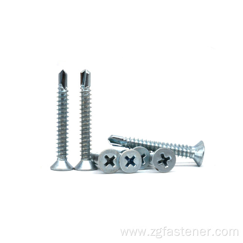 Blue White Zinc Cross Countersunk Head Self-drilling Screw